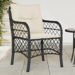 Chaises de jardin avec coussins lot de 2 noir r&eacute;sine tress&eacute;e