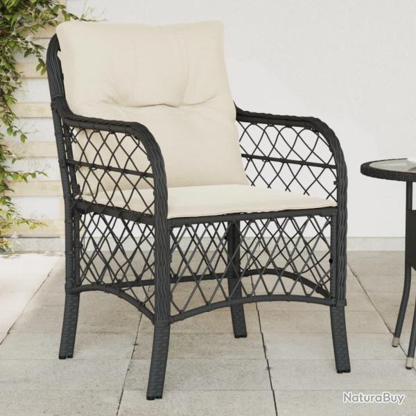 Chaises de jardin avec coussins lot de 2 noir r�sine tress�e