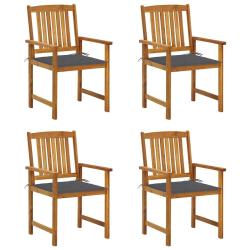 Chaises de jardin avec coussins lot de 4 Bois d'acacia massif