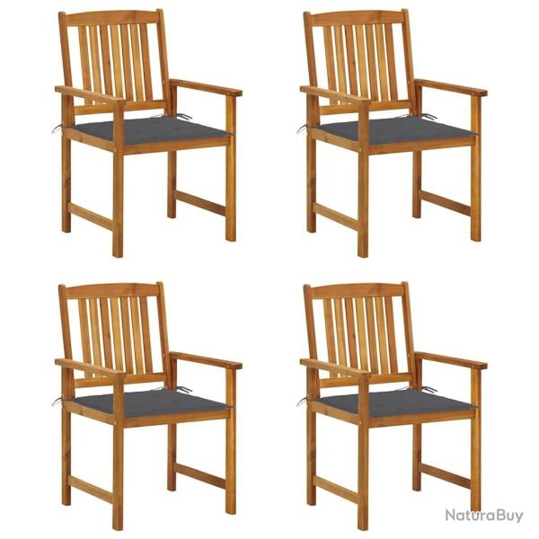 Chaises de jardin avec coussins lot de 4 Bois d'acacia massif