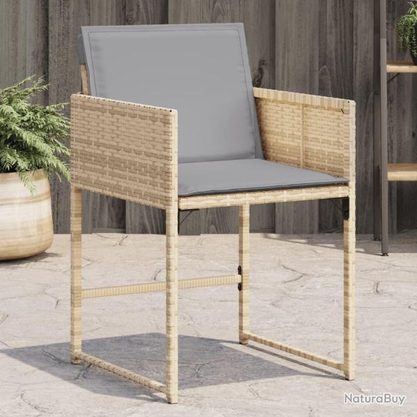 Chaises de jardin avec coussins lot de 4 m�lange beige