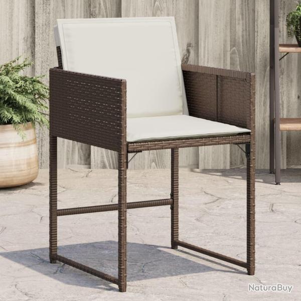 Chaises de jardin avec coussins lot de 4 marron r�sine tress�e