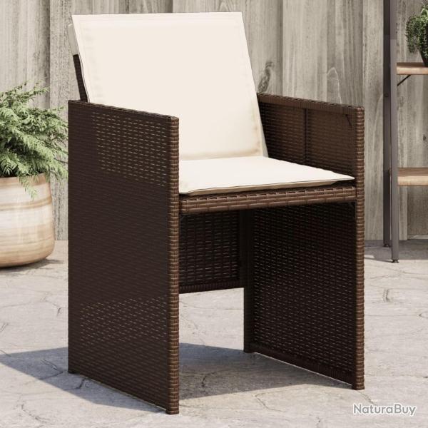 Chaises de jardin avec coussins lot de 4 marron r�sine tress�e