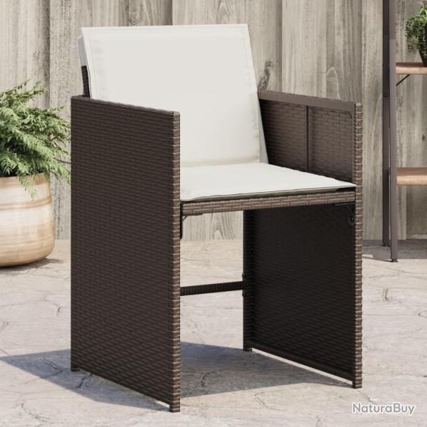 Chaises de jardin avec coussins lot de 4 marron r�sine tress�e