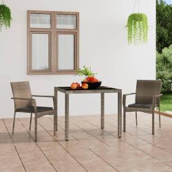 Chaises de jardin avec coussins lot de 2 R&eacute;sine tress&eacute;e Gris