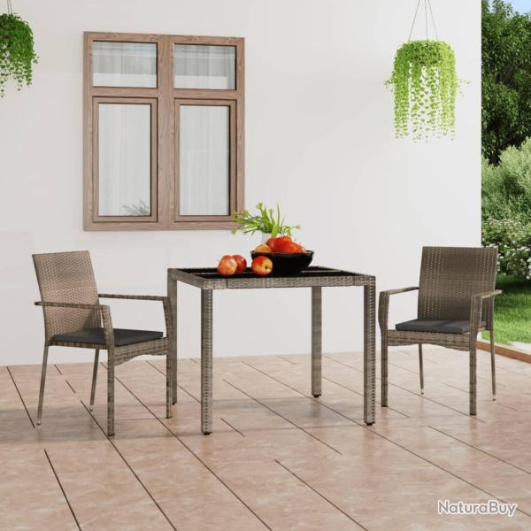 Chaises de jardin avec coussins lot de 2 R�sine tress�e Gris