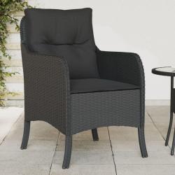 Chaises de jardin avec coussins lot de 2 noir r&eacute;sine tress&eacute;e