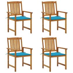 Chaises de jardin avec coussins lot de 4 Bois d'acacia massif