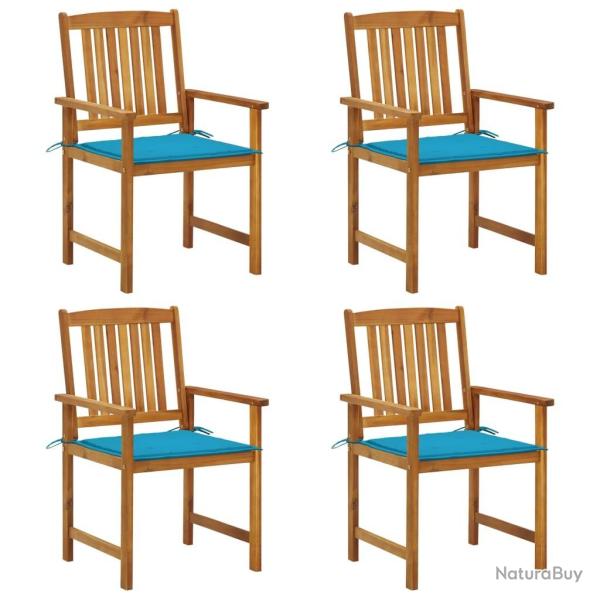 Chaises de jardin avec coussins lot de 4 Bois d'acacia massif