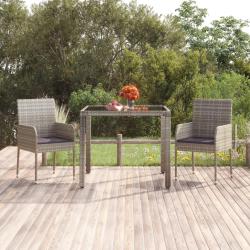Chaises de jardin avec coussins lot de 2 R&eacute;sine tress&eacute;e Gris