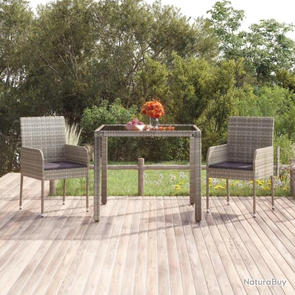 Chaises de jardin avec coussins lot de 2 R�sine tress�e Gris
