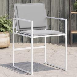 Chaises de jardin avec coussins lot de 4 blanc acier/textil&egrave;ne
