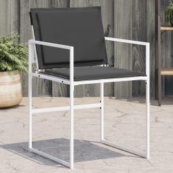 Chaises de jardin avec coussins lot de 4 blanc acier/textil&egrave;ne