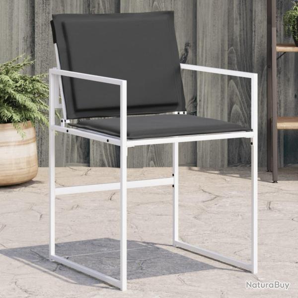 Chaises de jardin avec coussins lot de 4 blanc acier/textil�ne