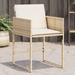 Chaises de jardin avec coussins lot de 4 beige r&eacute;sine tress&eacute;e
