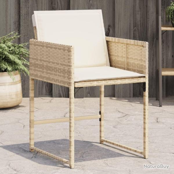 Chaises de jardin avec coussins lot de 4 beige r�sine tress�e