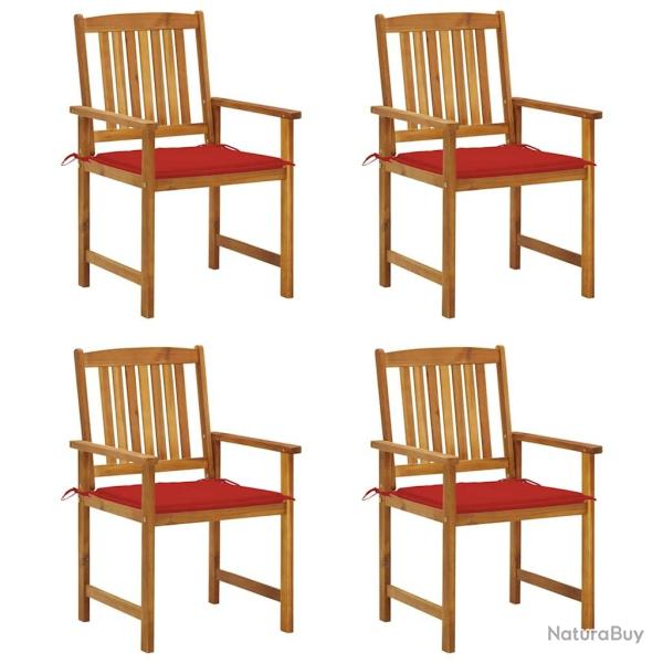 Chaises de jardin avec coussins lot de 4 Bois d'acacia massif