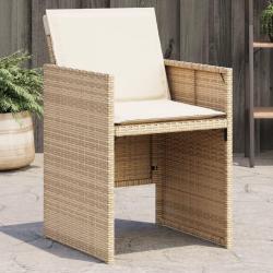 Chaises de jardin avec coussins lot de 4 beige r&eacute;sine tress&eacute;e