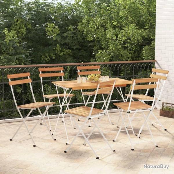 Chaises de bistrot pliantes lot de 6 Bois d'acacia solide acier alsavelo