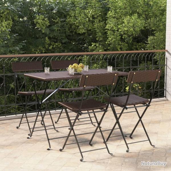 Chaises de bistrot pliantes lot de 4 R�sine tress�e et acier