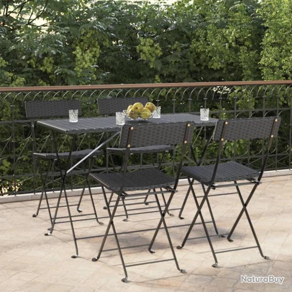 Chaises de bistrot pliantes lot de 4 Noir Rsine tresse acier alsavelo