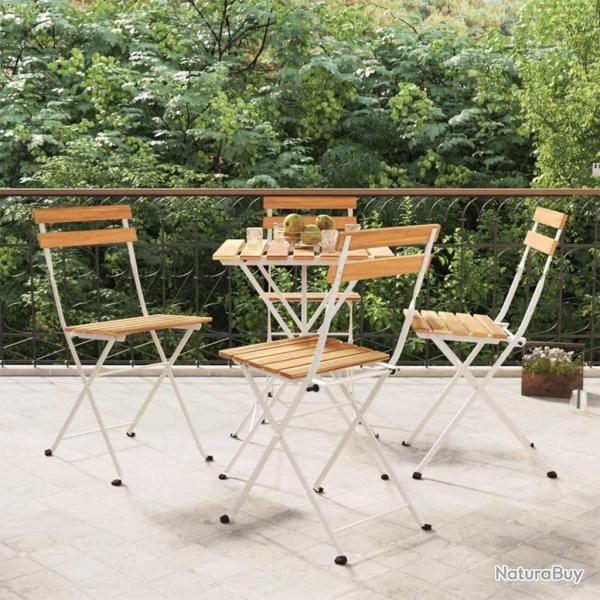 Chaises de bistrot pliantes lot de 4 Bois d'acacia solide acier alsavelo