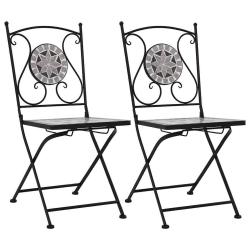 Chaises de bistrot mosa&iuml;que 2 pcs Gris