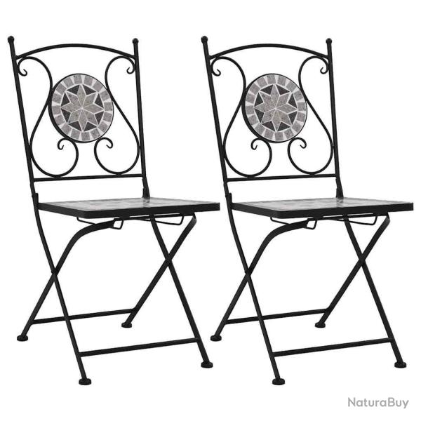 Chaises de bistrot mosaque 2 pcs Gris alsavelo