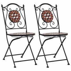 Chaises de bistrot mosa&iuml;que 2 pcs Marron C&eacute;ramique