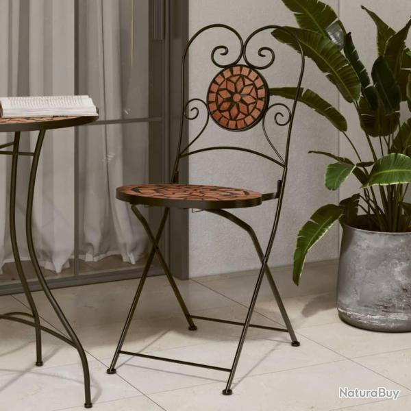 Chaises de bistrot pliables lot de 2 terre cuite cramique alsavelo