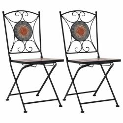 Chaises de bistrot mosa&iuml;que 2 pcs Orange et gris
