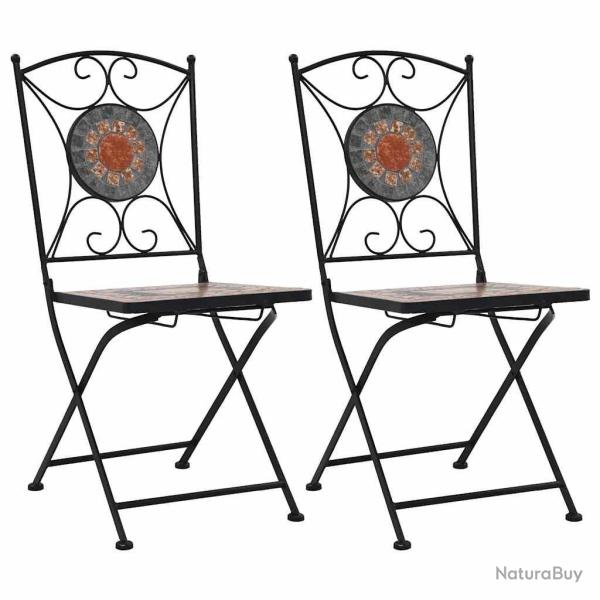 Chaises de bistrot mosa�que 2 pcs Orange et gris
