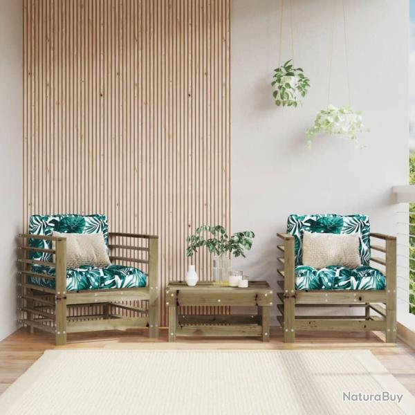 Chaises de jardin avec coussins lot de 2 bois de pin impr�gn�