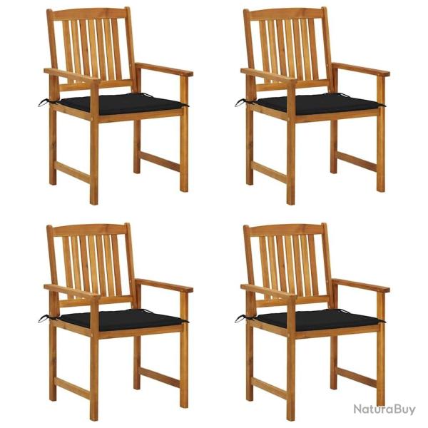 Chaises de jardin avec coussins lot de 4 Bois d'acacia massif alsavelo