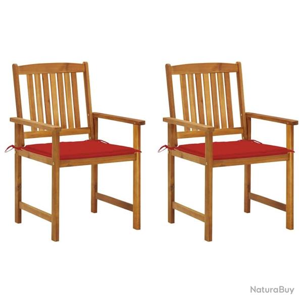 Chaises de jardin avec coussins lot de 2 Bois d'acacia massif