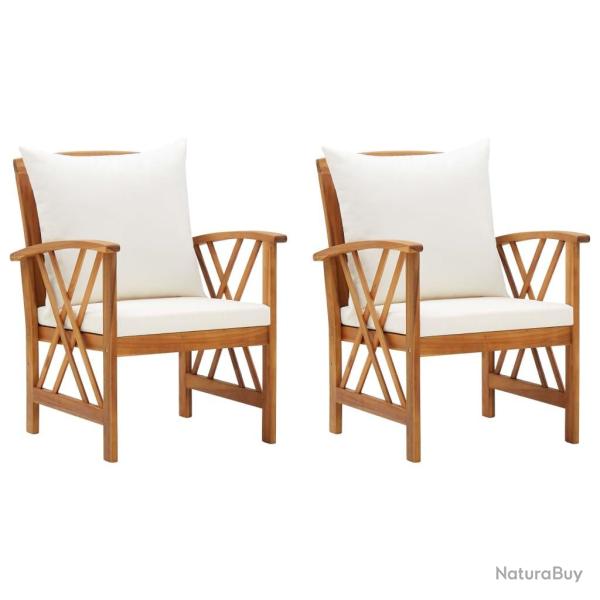 Chaises de jardin avec coussins lot de 2 Bois d'acacia massif alsavelo