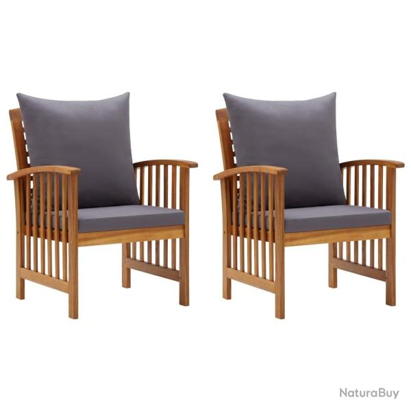 Chaises de jardin avec coussins lot de 2 Bois d'acacia massif