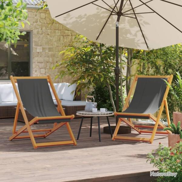Chaises de plage pliables lot de 2 gris tissu alsavelo