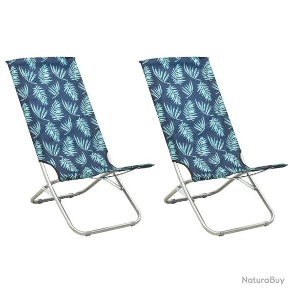 Chaises de plage pliables lot de 2 Motif de feuilles Tissu alsavelo
