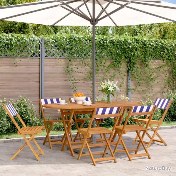 Chaises de jardin pliantes lot de 6 tissu et bois massif alsavelo