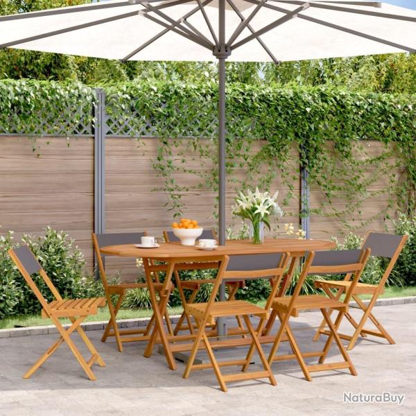 Chaises de jardin pliantes lot de 6 tissu et bois massif alsavelo