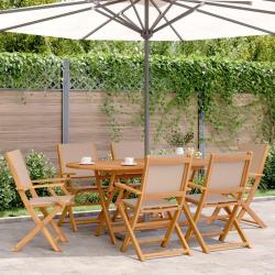 Chaises de jardin pliantes lot de 6 taupe tissu et bois massif alsavelo