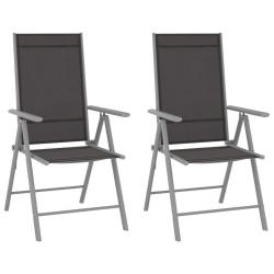 Chaises de jardin pliables lot de 2 Textil&egrave;ne Noir