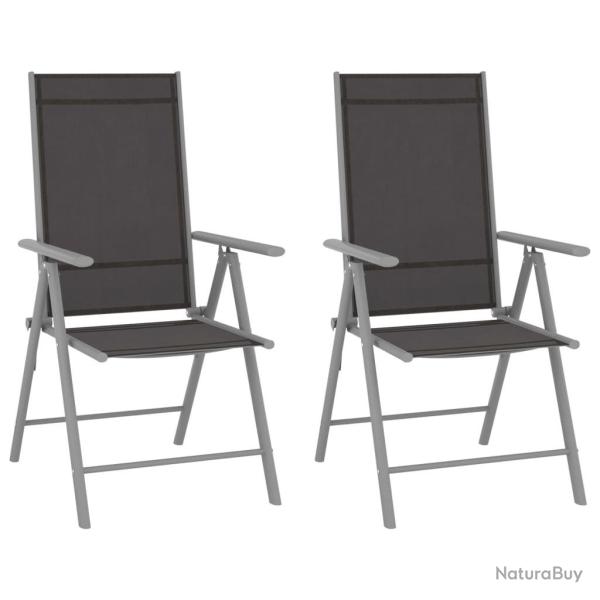 Chaises de jardin pliables lot de 2 Textil�ne Noir
