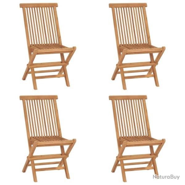 Chaises de jardin pliables lot de 4 Bois de teck massif