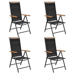Chaises de jardin pliables lot de 4 aluminium et textil&egrave;ne noir