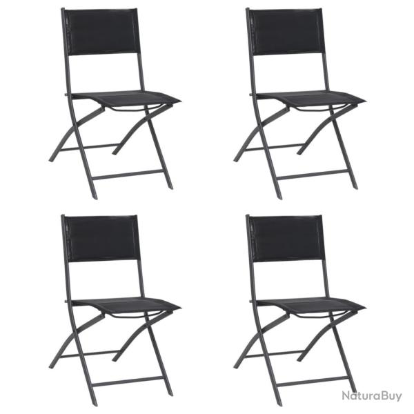 Chaises de jardin pliables lot de 4 Acier et textilne alsavelo