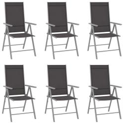 Chaises de jardin pliables lot de 6 Textil&egrave;ne Noir