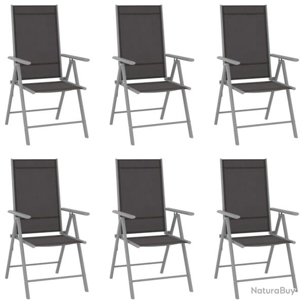 Chaises de jardin pliables lot de 6 Textilne Noir alsavelo