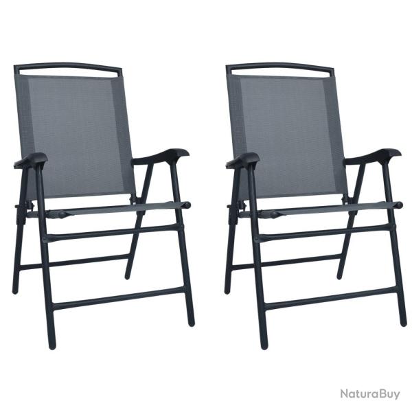 Chaises de jardin pliables lot de 2 Textilne Gris alsavelo